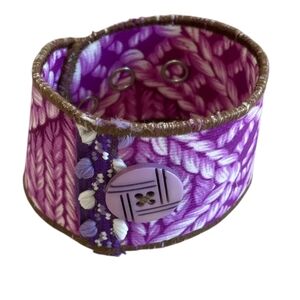 Upcycled Purple Fabric Cuff Bracelet